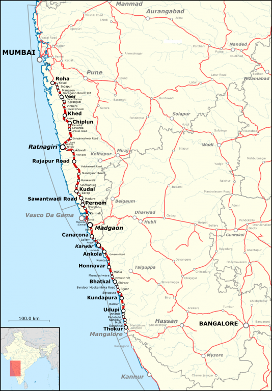 Karta över Konkan Railways