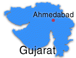 Ahmedabads placering i Gujarat