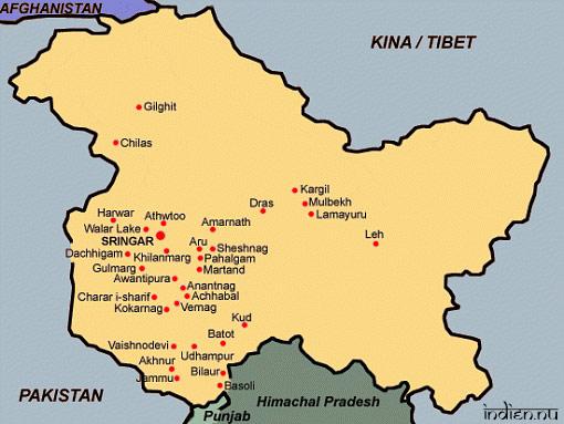 Karta över Jammu och Kashmir