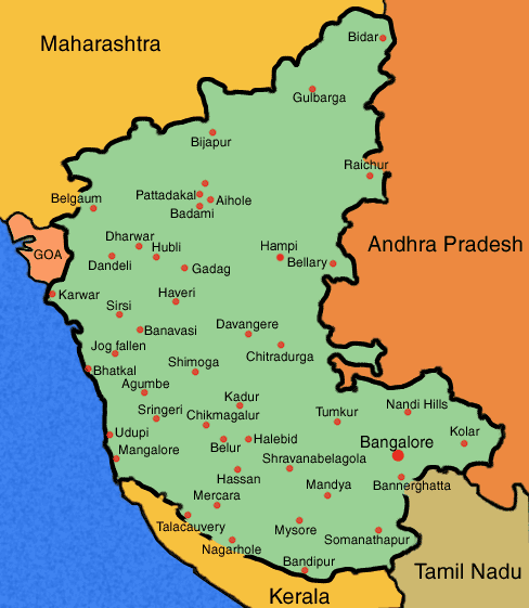 Karta över Karnataka