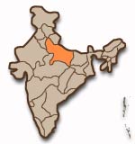 Uttar Pradesh placering i Indien