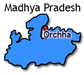 karta över Orchha i Madhya Pradesh