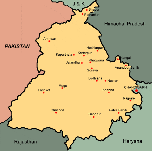 Karta över Punjab