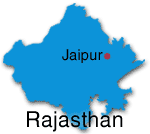 Jaipurs placering i Rajasthan
