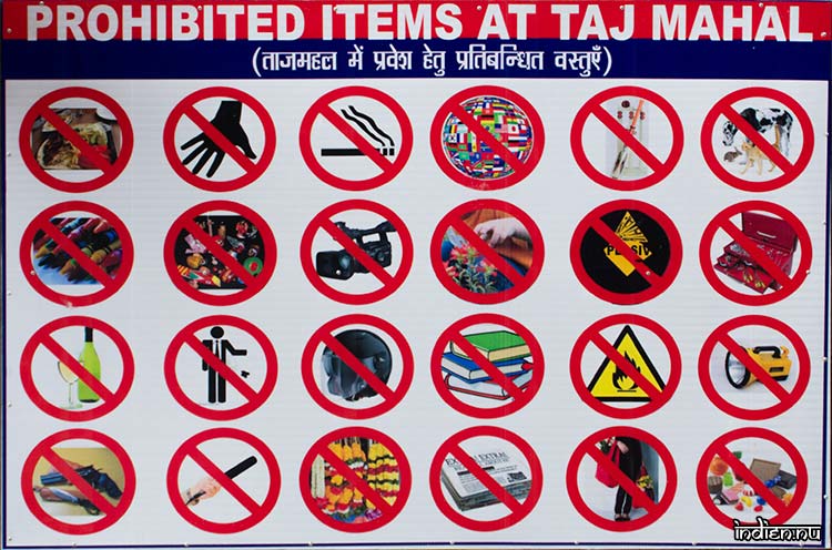 Förbjudna föremål i Taj Mahal