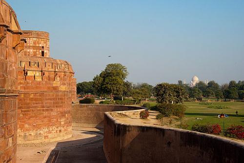 Agra fort och Taj Mahal i Agra