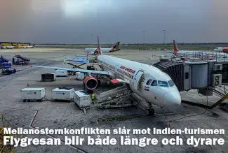 Flygplan som står på marken på indisk flygplats. Bild: Henric Carlsson / indien.nu