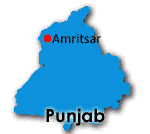 Karta över Amritsar i Indien