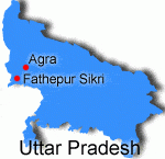 Agras placering i Indien